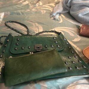 Green Studded Women's Bag